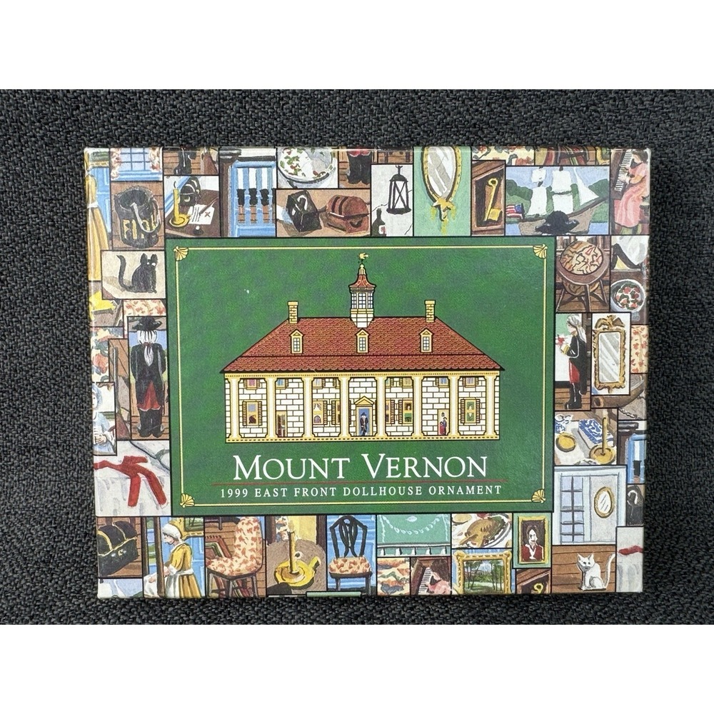 Mount Vernon 1999 East Front Dollhouse Christmas Ornament  24K Gold Finish & Box